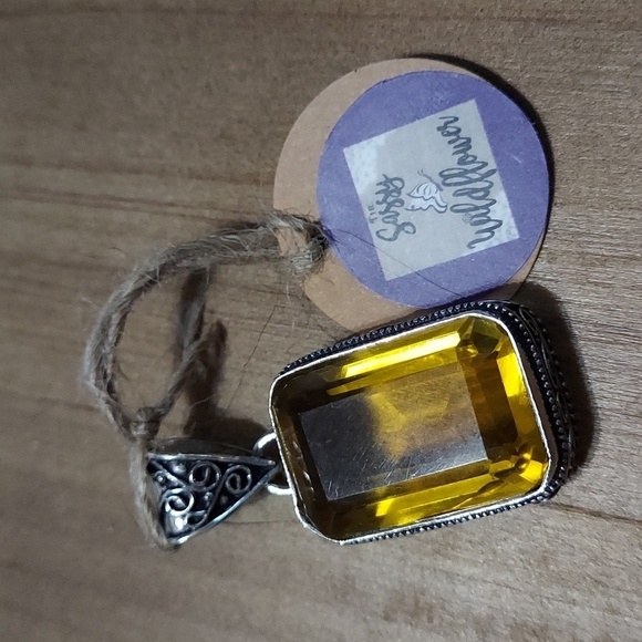 CITRINE Stamped Sterling Silver Pendant - Picture 1 of 7